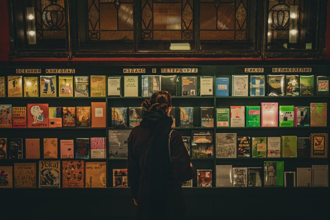 bookstore display of mystery novels